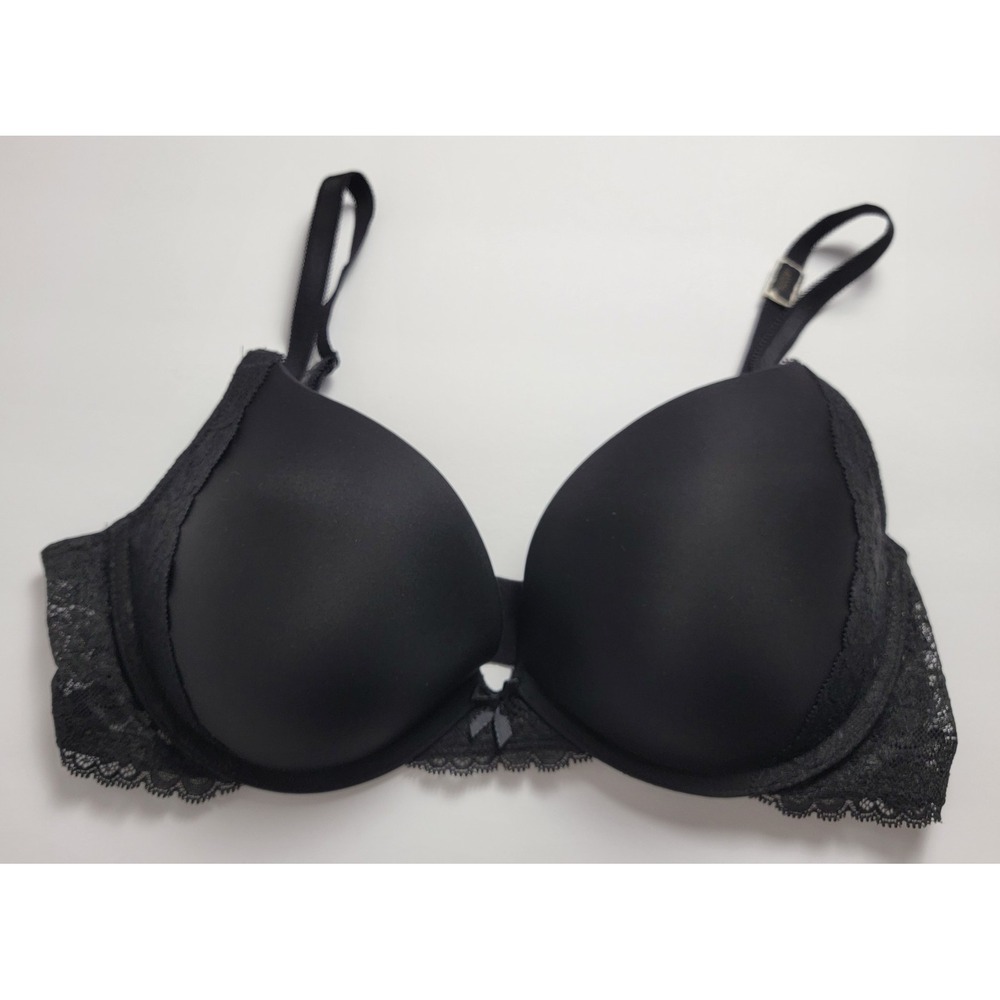 Victoria's Secret Dream Angels Push-Up Bra Black Side Floral Lace 38C Feminine